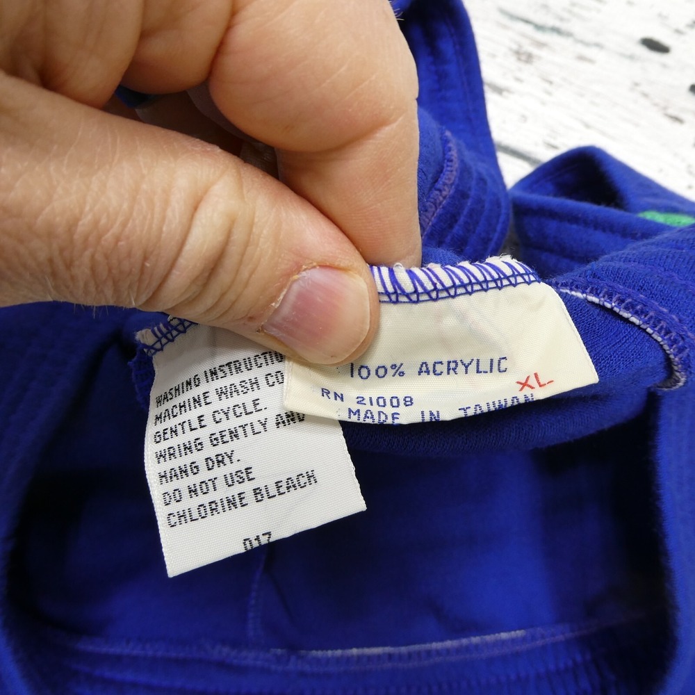 VINTAGE Izod Lacoste Tracksuit Mens XL Blue Acrylic Full Zip Embroidered Logo 80 - Picture 9 of 13